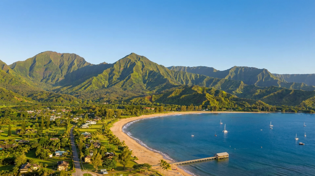 Hanalei Bay view just before sunset